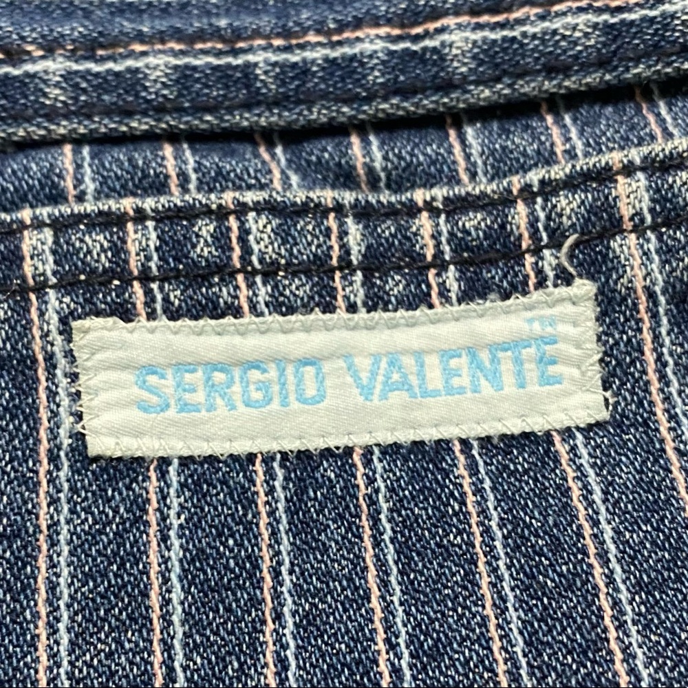 Vintage Sergio Valente High Rise Pin Stripe Straight Leg Cropped Indigo Jean - Picture 5 of 6